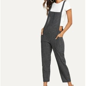 Criss Cross Back Checked Pinafore Pants